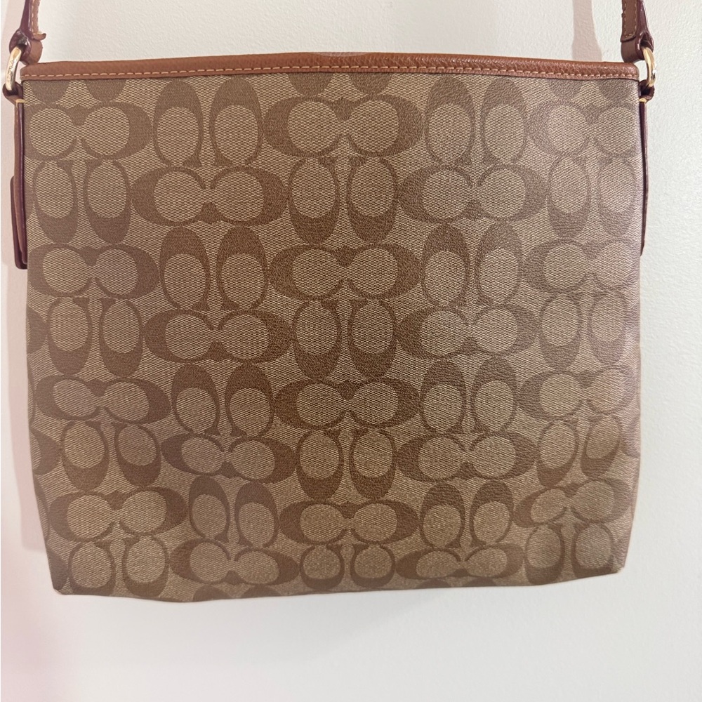 Coach Signature Brown and Tan Crossbody Bag and Wristlet and Card Holder - Picture 14 of 16